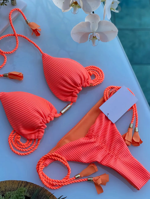 Solid Bandage Bikini Set for Women