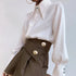Elegant Satin Silk Blouse with Turn Down Collar