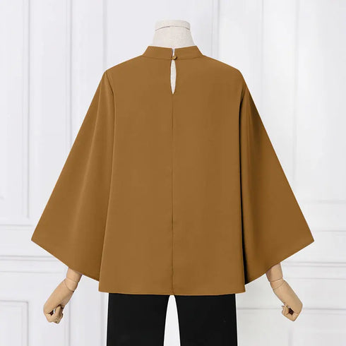 VONDA Women Fashion Blouse 2024 Elegant Autumn Tunic Tops Casual Stand Collar 3/4 Flare Sleeve Office Shirts Oversized Blusas