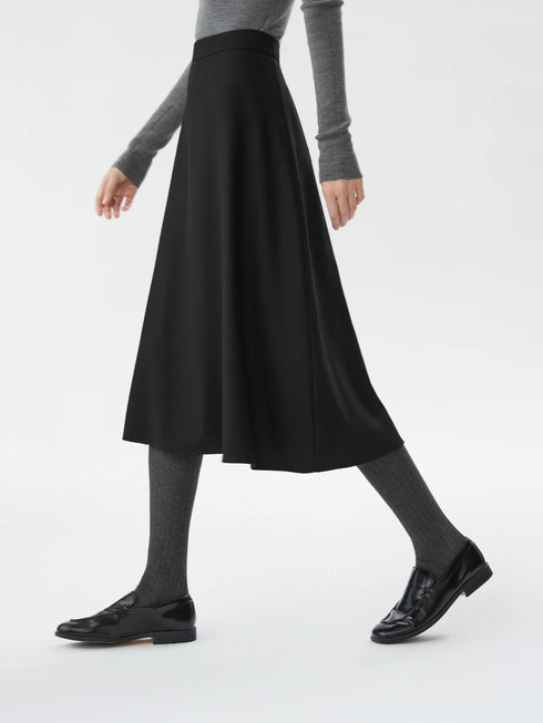 Wool High Waisted A-line Skirt for Women