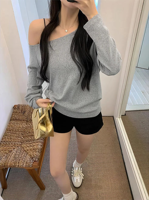 One Shoulder Long Sleeve Casual Top for Women