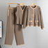 Elegant 3-Piece Knitted Set with Long Sleeve Sweater Coat