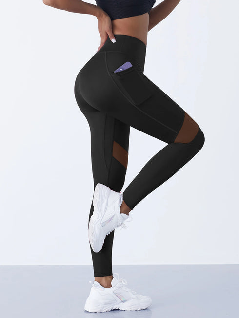 Women's High Waist Mesh Splicing Leggings