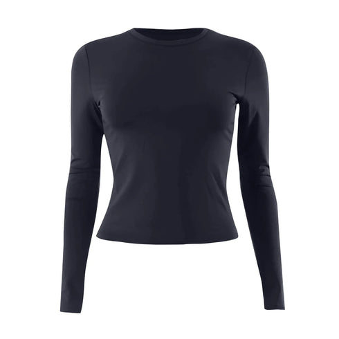 Womens Long Sleeve Bodycon Crop Top - Solid Colours