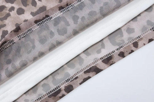 Leopard Print Tulle Off-the-Shoulder Top