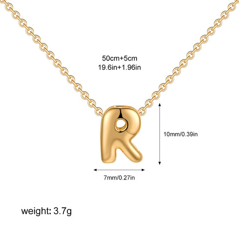 3D Bubble Initial A-Z Mini Necklace - Gold Plated