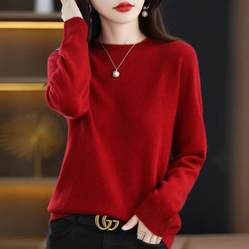 Women's O-Neck Casual Knit Pullover Sweater