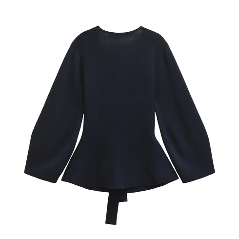 V-Neck Shoulder Pad Knit Blazer for Women