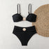 High Waist Bandeau Bikini Set in Purple