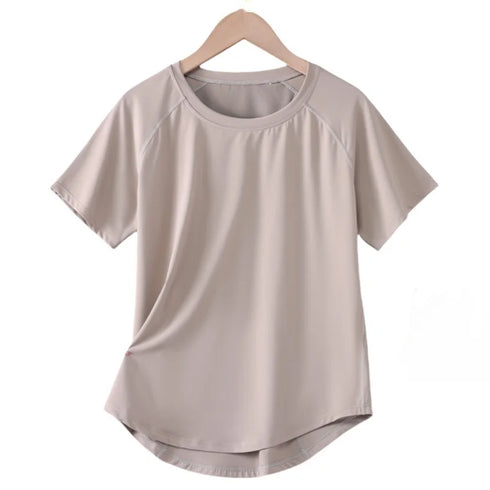 DRUR Women Sports T-shirt Short Sleeve Quick Dry Loose Compression Shirt Female Summer Fitness Sweatshirt Running Gym Tops New