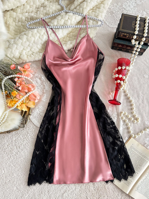 Lace Splicing Nightdress for Women - Elegant & Comfortable