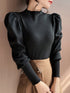 Slim Fit Turtleneck Sweater with Puff Sleeves