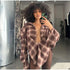 Casual Plaid V-Neck Blouse for Women