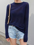 Casual Long Sleeve T-Shirt in Blue and Navy