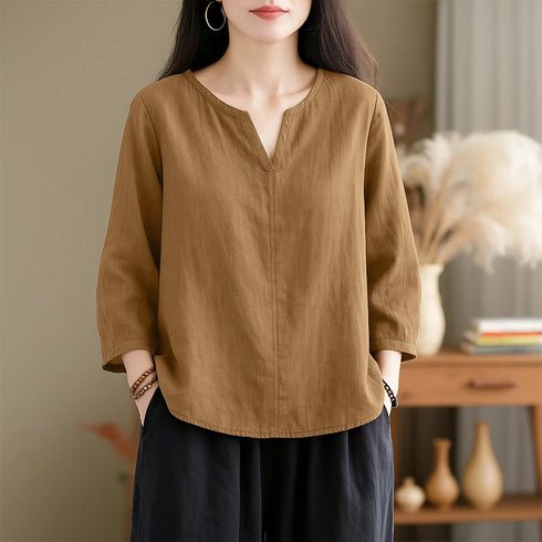 2025 ZANZEA Autumn Blouse Women V Neck Long Sleeve Tops Casual Solid Loose Shirt Female OL Work Blouses Retro Tunic Blusas Mujer