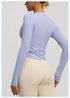 Long Sleeve O-Neck Yoga Top in Solid Colours