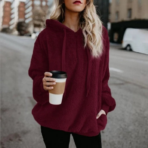 Women's Hooded Long-Sleeved Sweater Coat