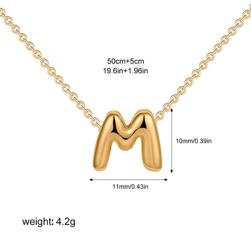 3D Bubble Initial A-Z Mini Necklace - Gold Plated