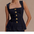 Women’s Vintage Denim Top and Pant Set