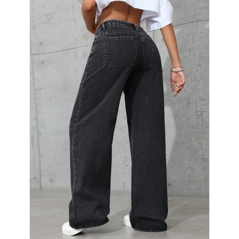 Plus Size Wide Leg Denim Jeans for Women