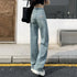 Girls Baggy Straight Leg Y2K Jeans with Bow Detail