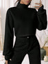 Stylish Black Turtleneck Long-Sleeved Top