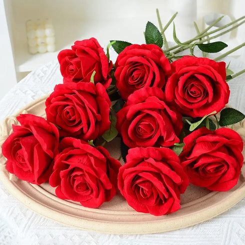 20 Pcs Artificial Velvet Silk Rose Bouquet