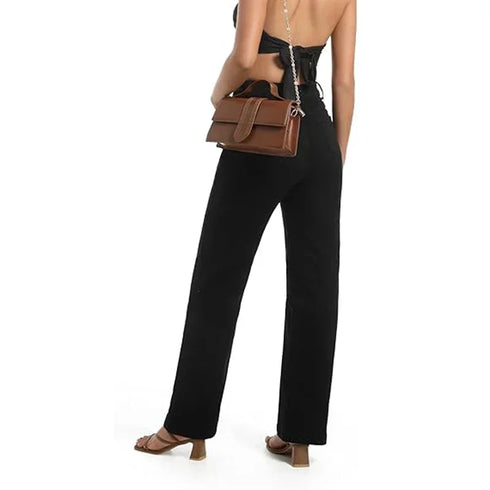 High Waist Straight Leg Jeans in White Beige