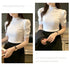 Women's Puff Sleeve Knitted Blouse with Half Turtleneck