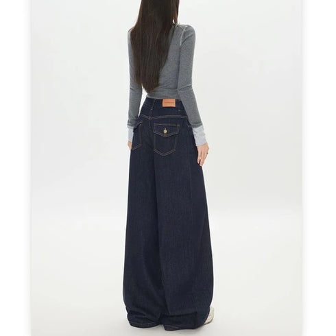 Girls High Waist Wide Leg Denim Jeans in Blue