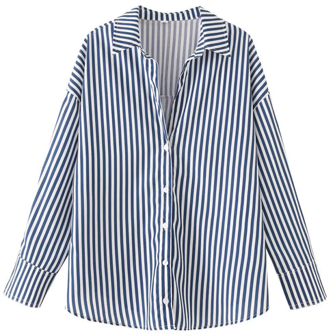 Elegant Oversized Button-Up Blouse for Women