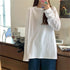Oversized Long Sleeve O-Neck T-Shirt in Black and White