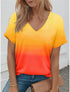 Women’s Oversized 3D Gradient Print V-Neck T-Shirt