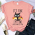 Oversized Black Cat T-Shirt - 'It's Fine, I'm Fine'