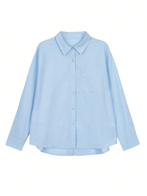 Spring/Summer 2026 New Arrivals Women's Casual Resort Solid-Colour Back-Button Shirt Fashion Streetwear Everyday Wear