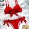 Front Bow Knot Push Up Bikini Set