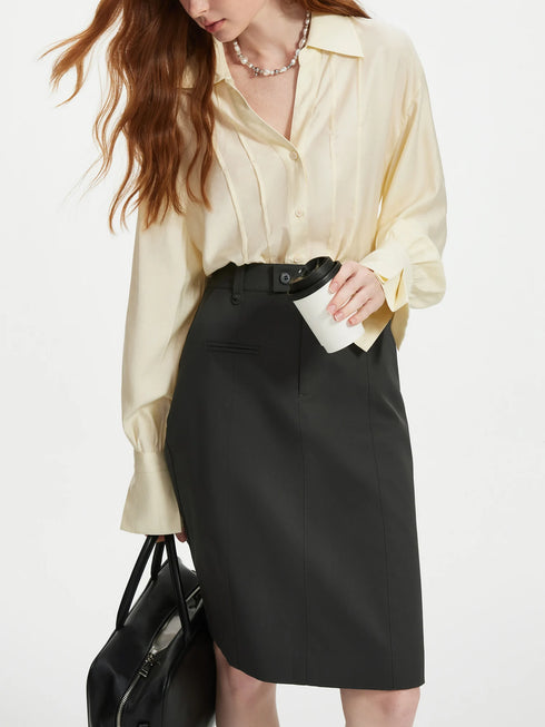 Women's Long Sleeve V-Neck Striped Blouse in Pink