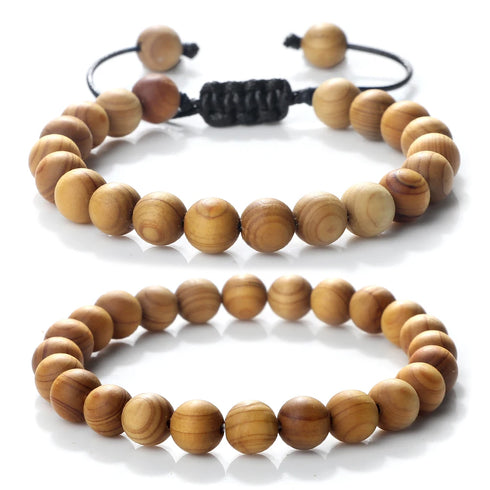 High Quality Cliff Cypress Wooden Beads Bracelets for Meditation and Yoga 10mm Handmade Stretch Jewelry