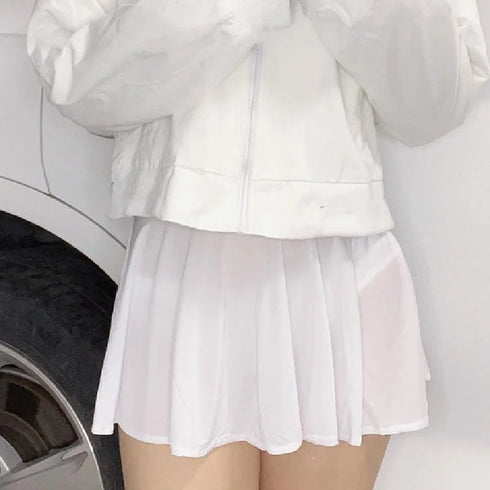 Low Waist A-Line Pleated Mini Skirt for Women