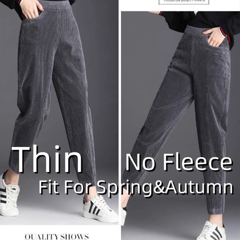 Plus Size High Waist Fleece Pencil Pants for Autumn/Winter