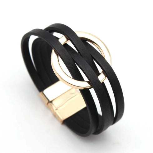 Leather Bracelets For Women Fashion Multilayer Wrap Jewelry