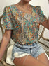 Plus Size Elegant Short Sleeve Blouse in Red
