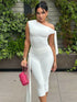 Women’s One Shoulder Sleeveless Top & Knee-Length Pants Set