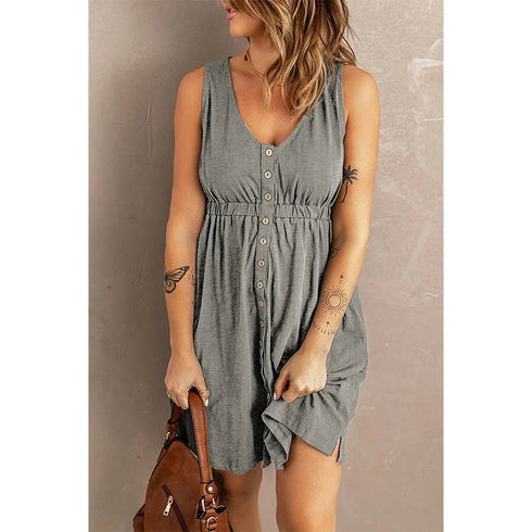 Womens Summer Sleeveless Button Down Dress