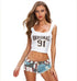 Womens Denim Flag Print Mini Shorts