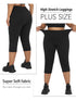 Plus Size High Waisted Tummy Control Capri Leggings