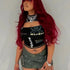 Hollow Out Black Crop Top with Letter Print