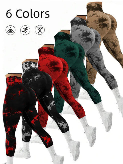 Women's High Waist Seamless Tie-Dye Yoga Leggings