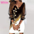 Autumn V-neck Heart Print Butterfly Long Sleeve Dress