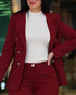 Notched Neck Blazer & High Waist Pants Set for Women